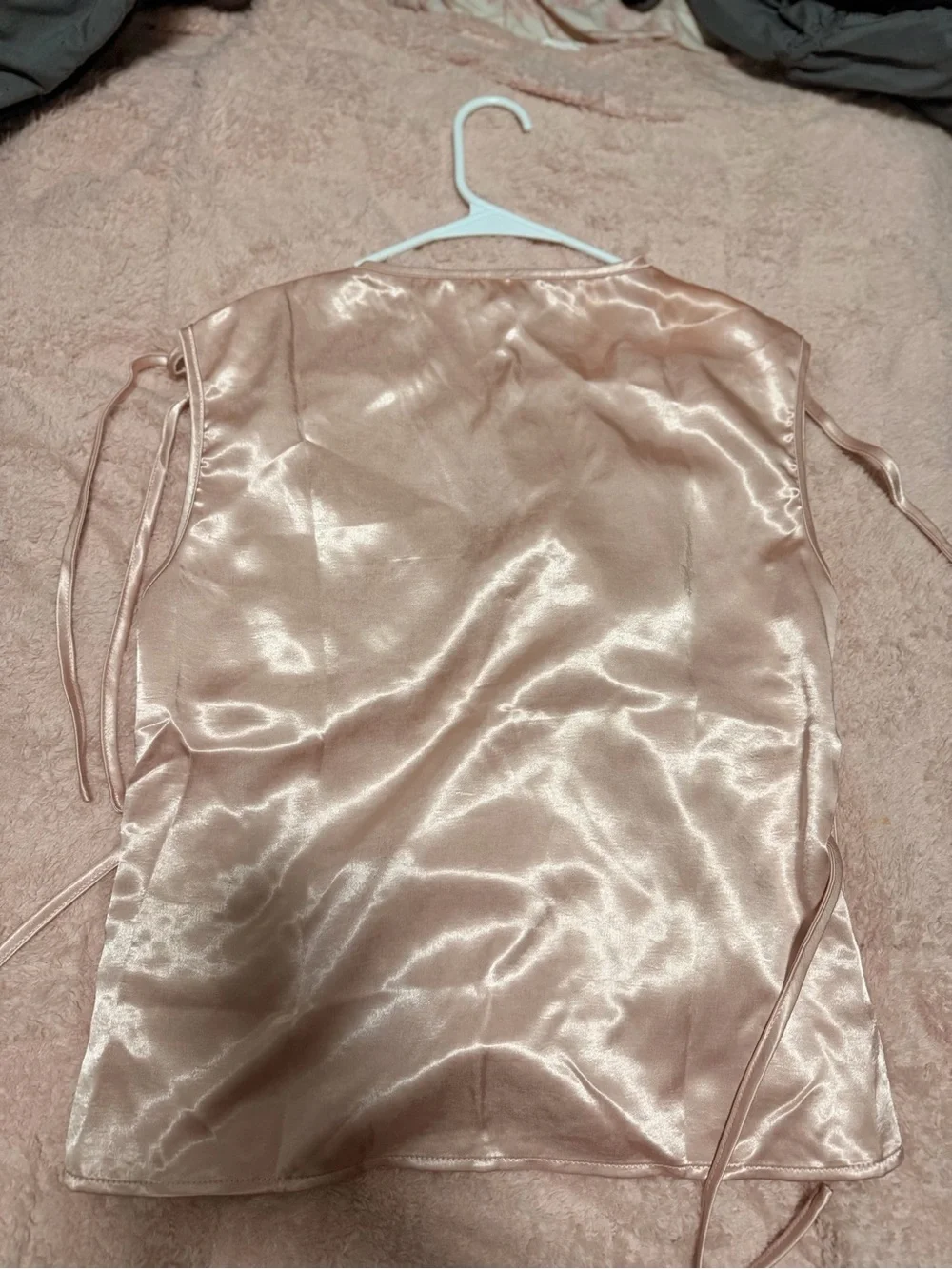 Satin V-Neck Chemise Top - Blush Pink